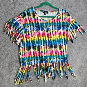 Rogue Collection Blouse Top Womens 4X Colorful Rainbow